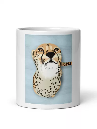 taza blanca guepardo