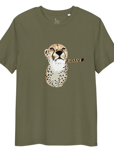 camiseta algodon organico guepardo caqui