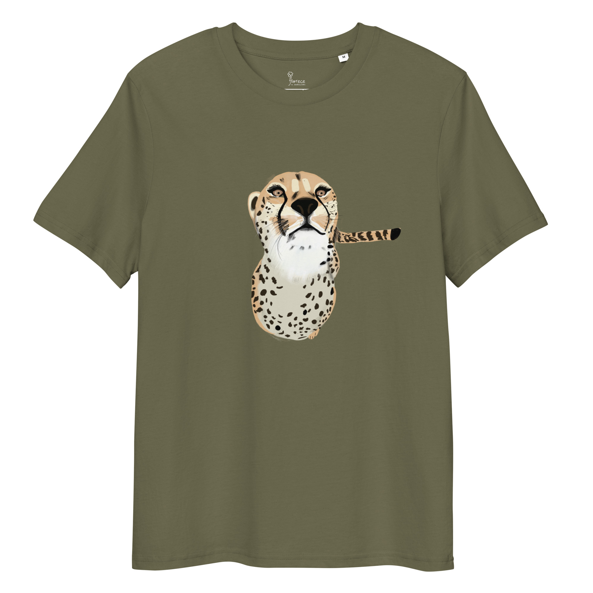 camiseta algodon organico guepardo caqui