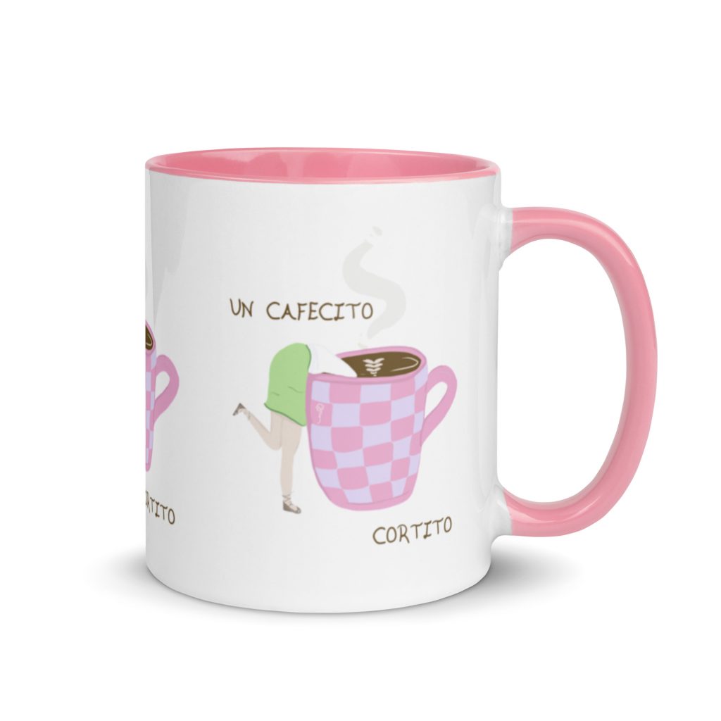 Taza Un cafecito color rosa