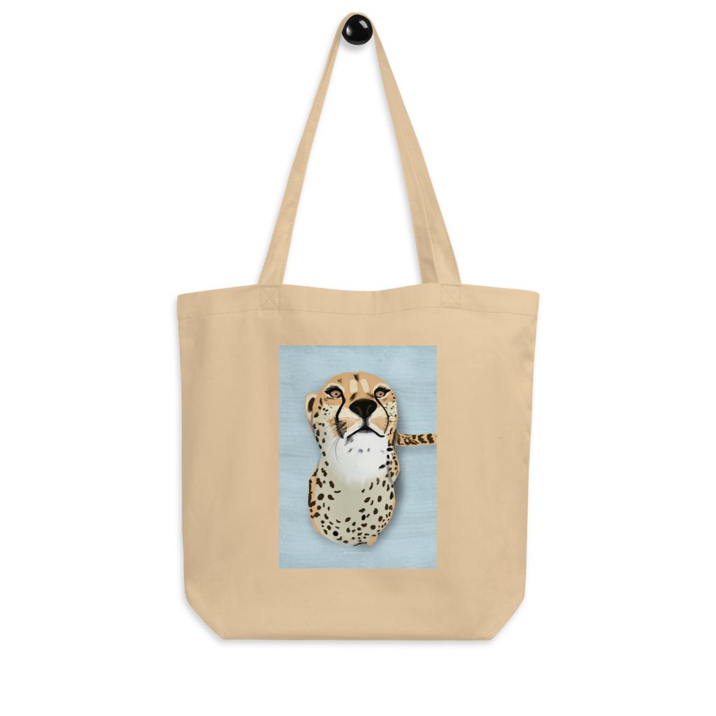 Tote Bag Guepardo con fondo azul