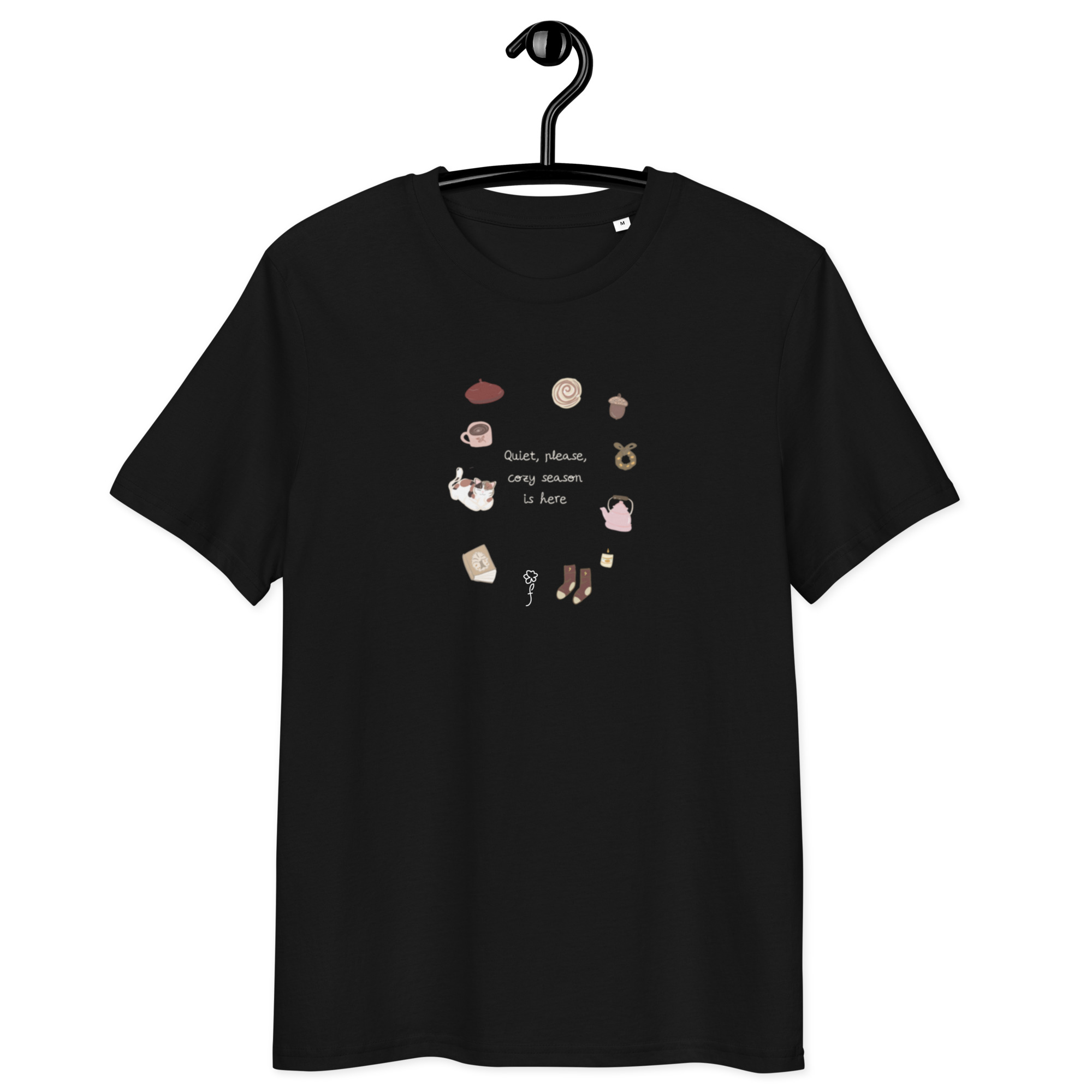 Camiseta unisex de algodón Cozy Season letras claras - Imagen 2