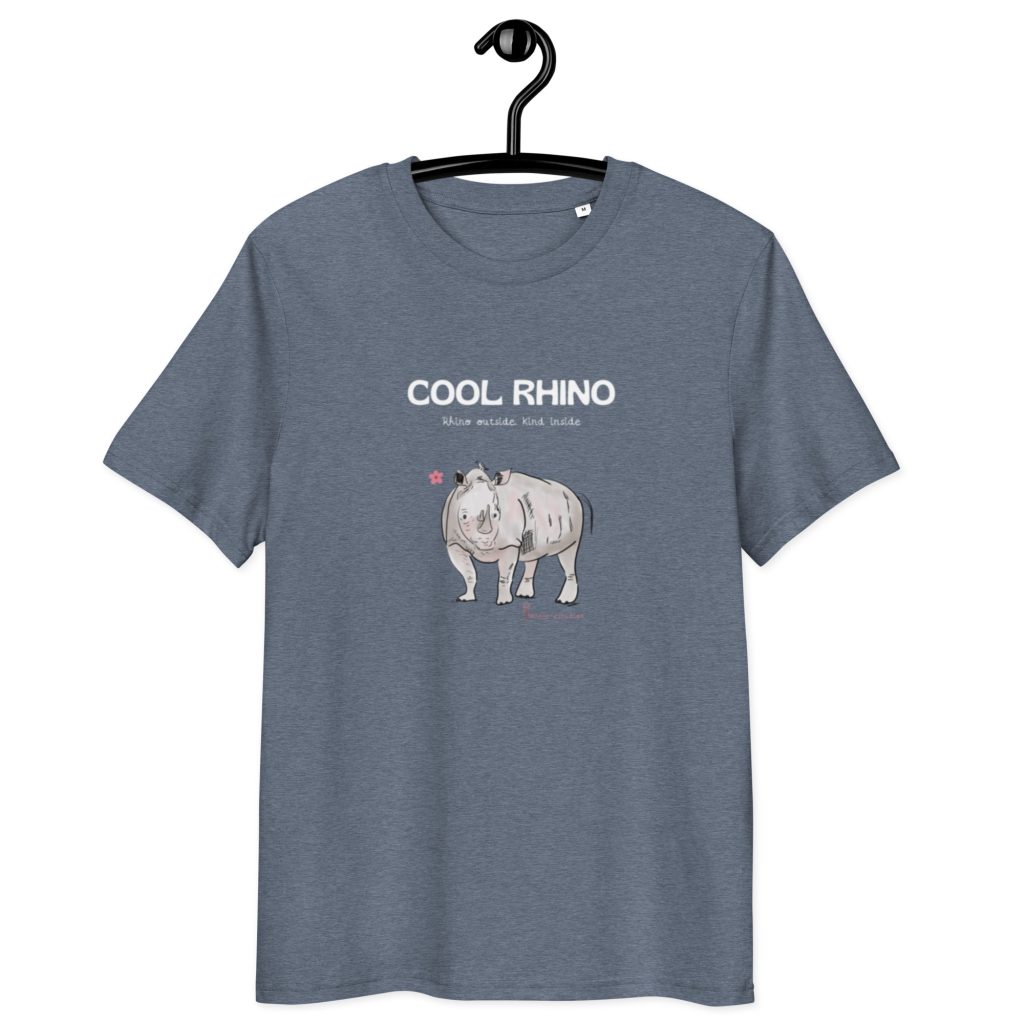 Camiseta de algodón Cool Rhino letras blancas