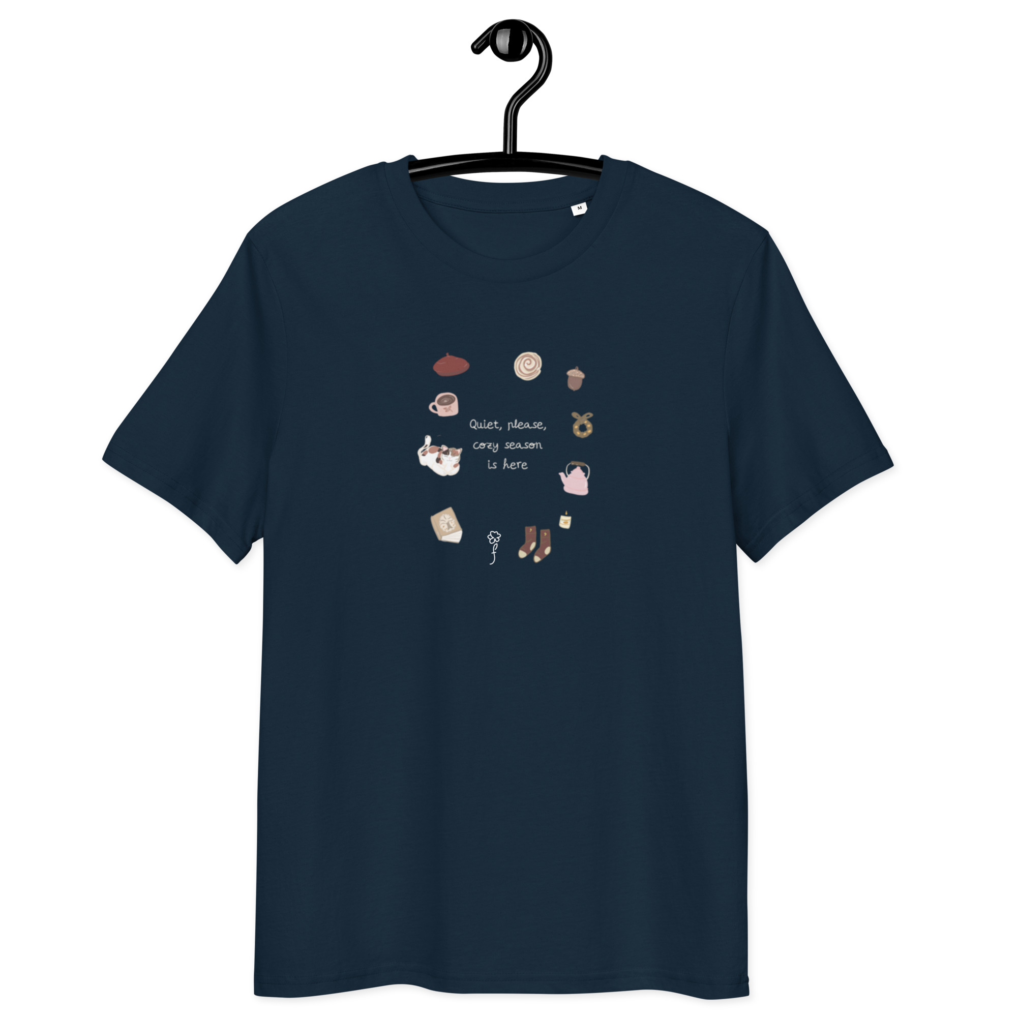 Camiseta unisex de algodón Cozy Season letras claras - Imagen 4